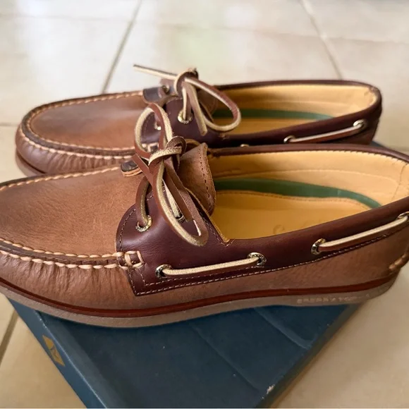 Sperry Gold Cup Leather Boat Shoes Brown Mens 7.5 New w/ Box Premium - Picture 4 of 7